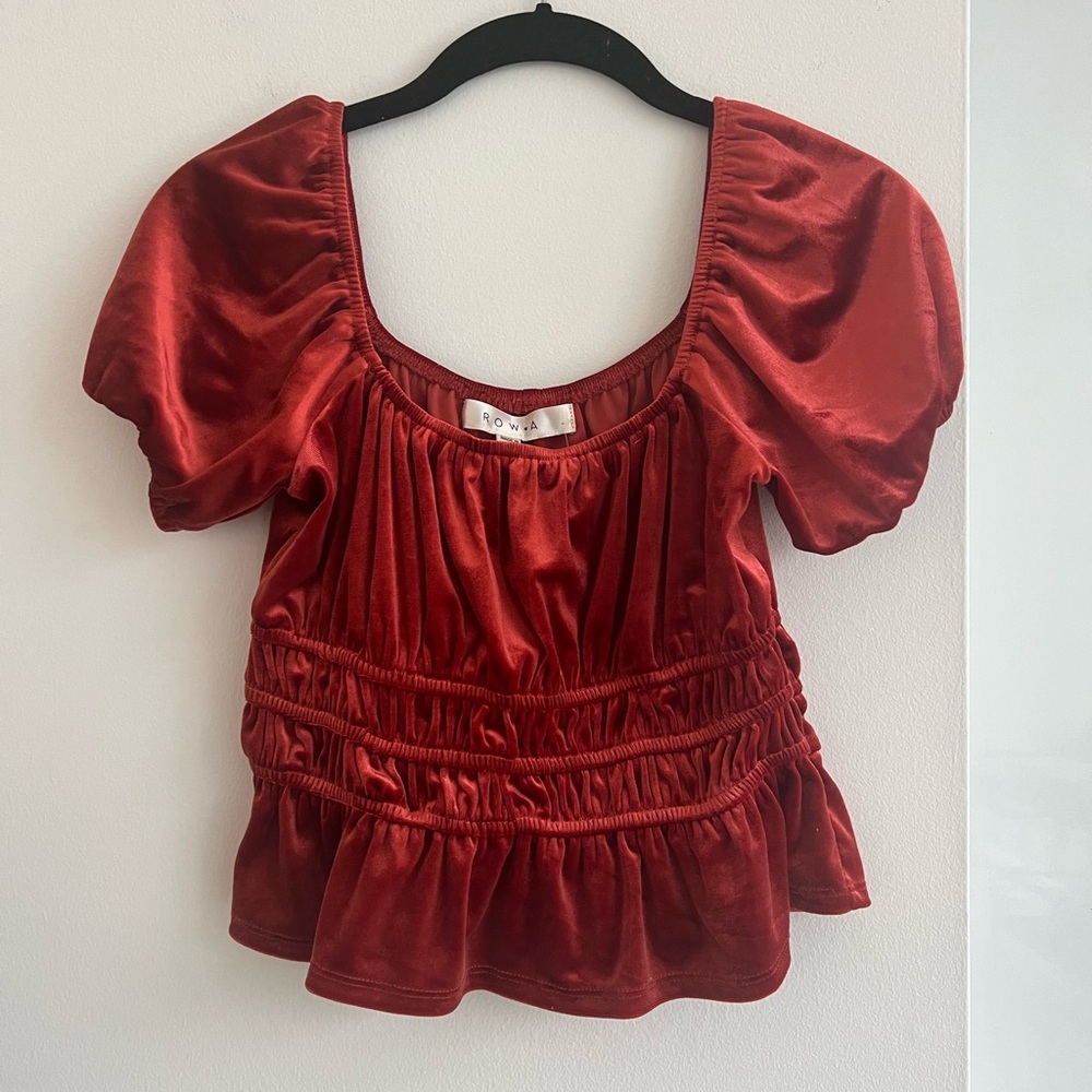 NWT XS Row.a (urban outfitters) velvet burnt orange top
